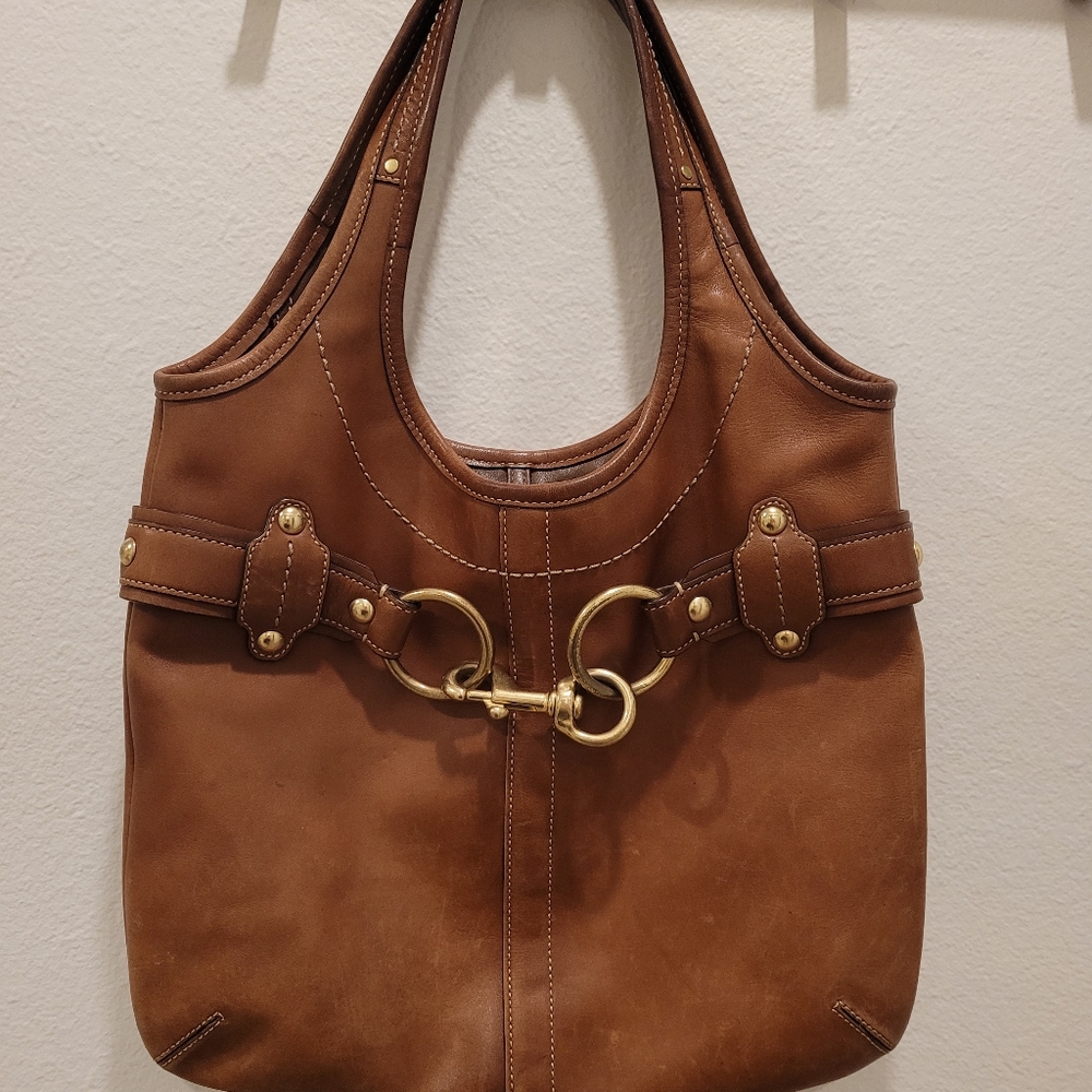 Coach tan leather hobo bag